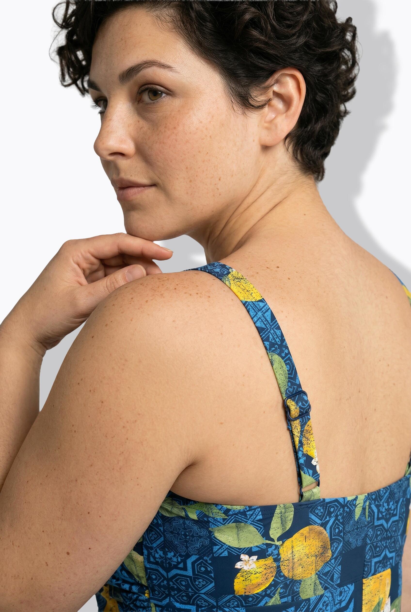 Femme Maillot de bain motif citrons bonnets souples et ruban à nouer 4/7
