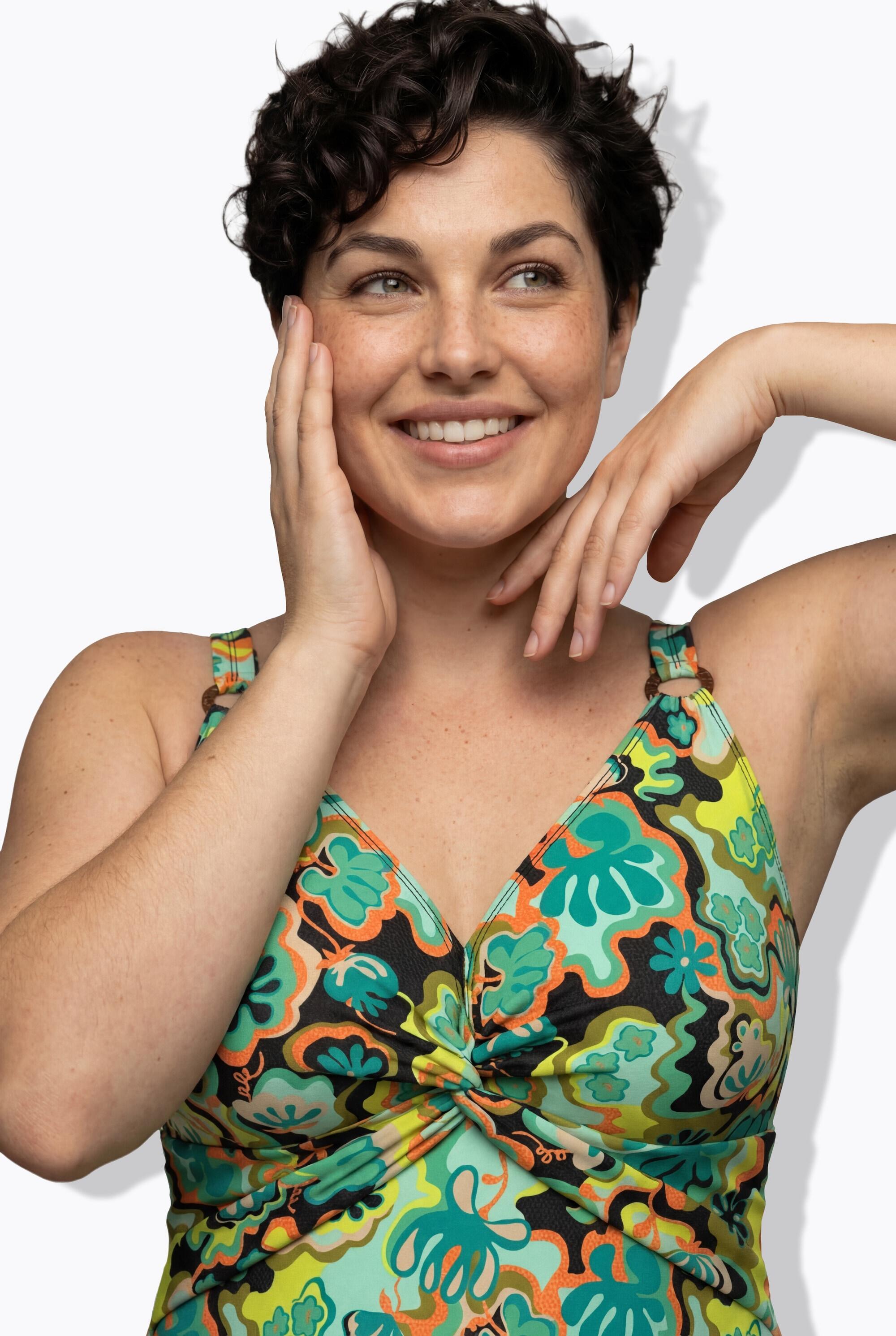 Dames Tankini boho-patroon zachte cups verstelbare bandjes gerecycled 3/7