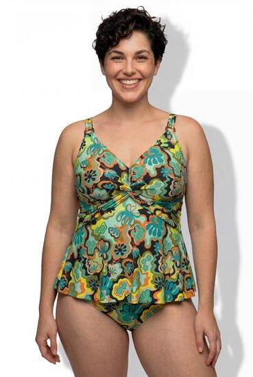Femme Tankini motif bohème avec bonnets souples