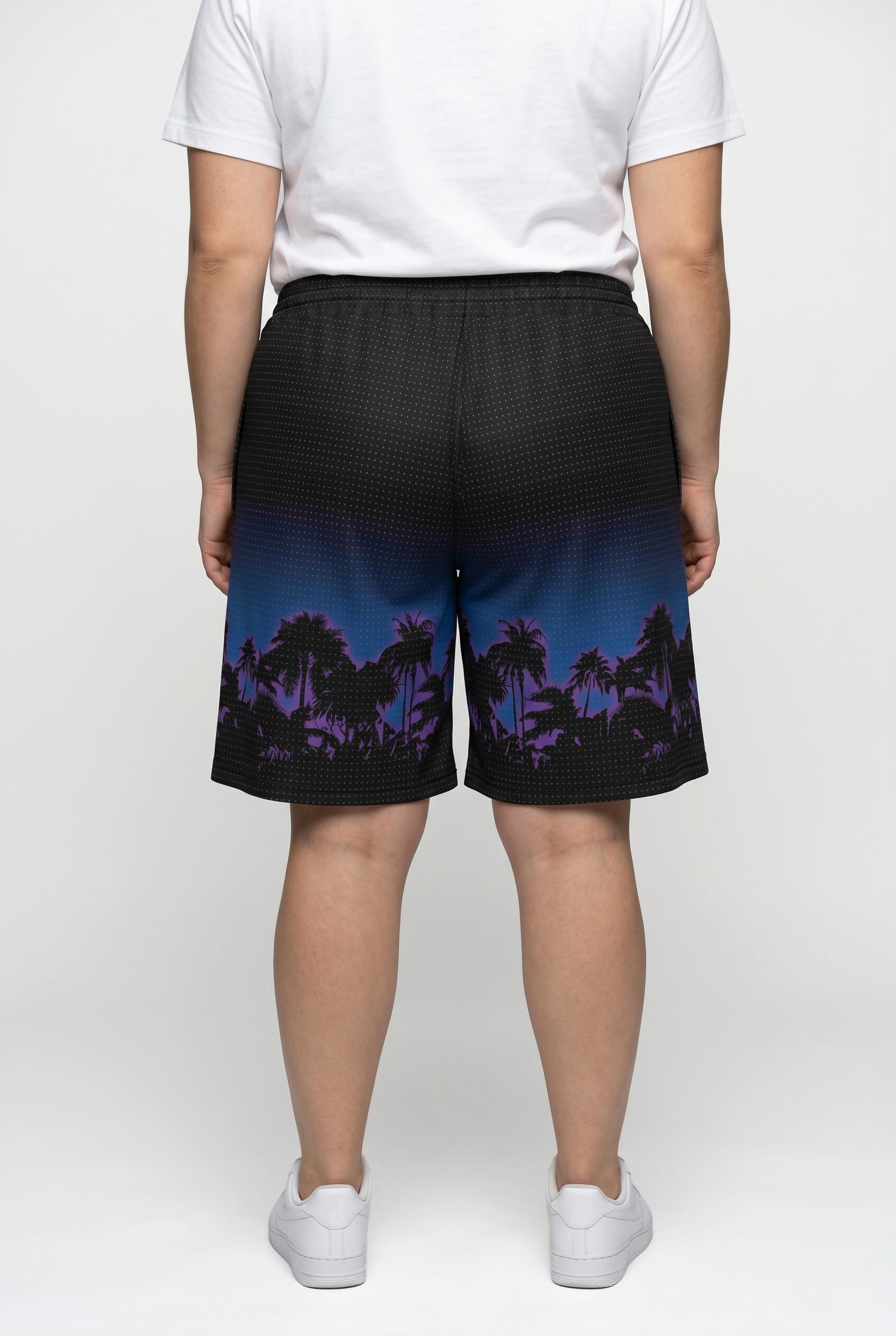 Femme Short technique jambe large et taille élastique bordure motif palmiers 2/7