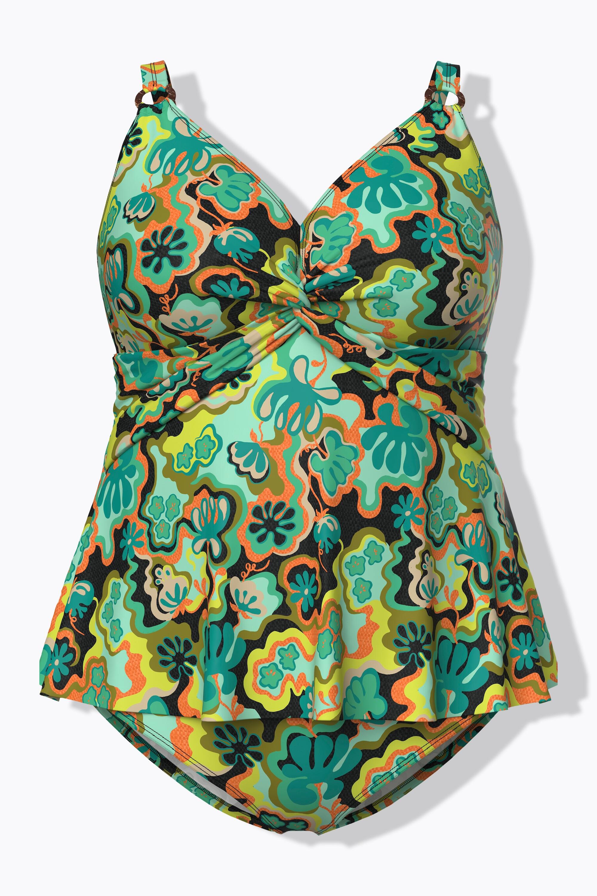 Dames Tankini boho-patroon zachte cups verstelbare bandjes gerecycled 6/7