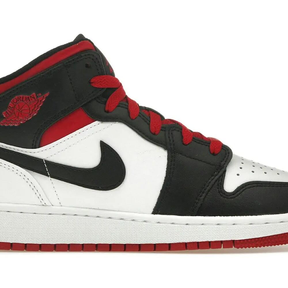 Shoes - Leather - Air Jordan 1 Mid - Black/White/Fire Red