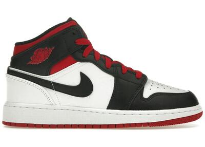 Schoenen - leer - air jordan 1 mid - zwart/wit/fire red