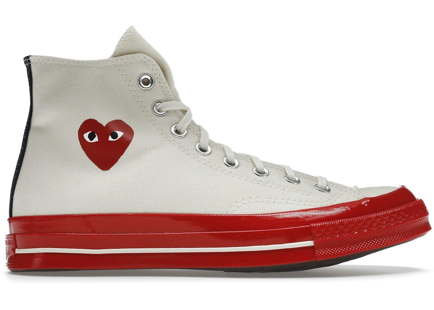 Converse Chuck Taylor All Star 70 Hi Comme des Garçons PLAY Egret Suola Rossa 2/2
