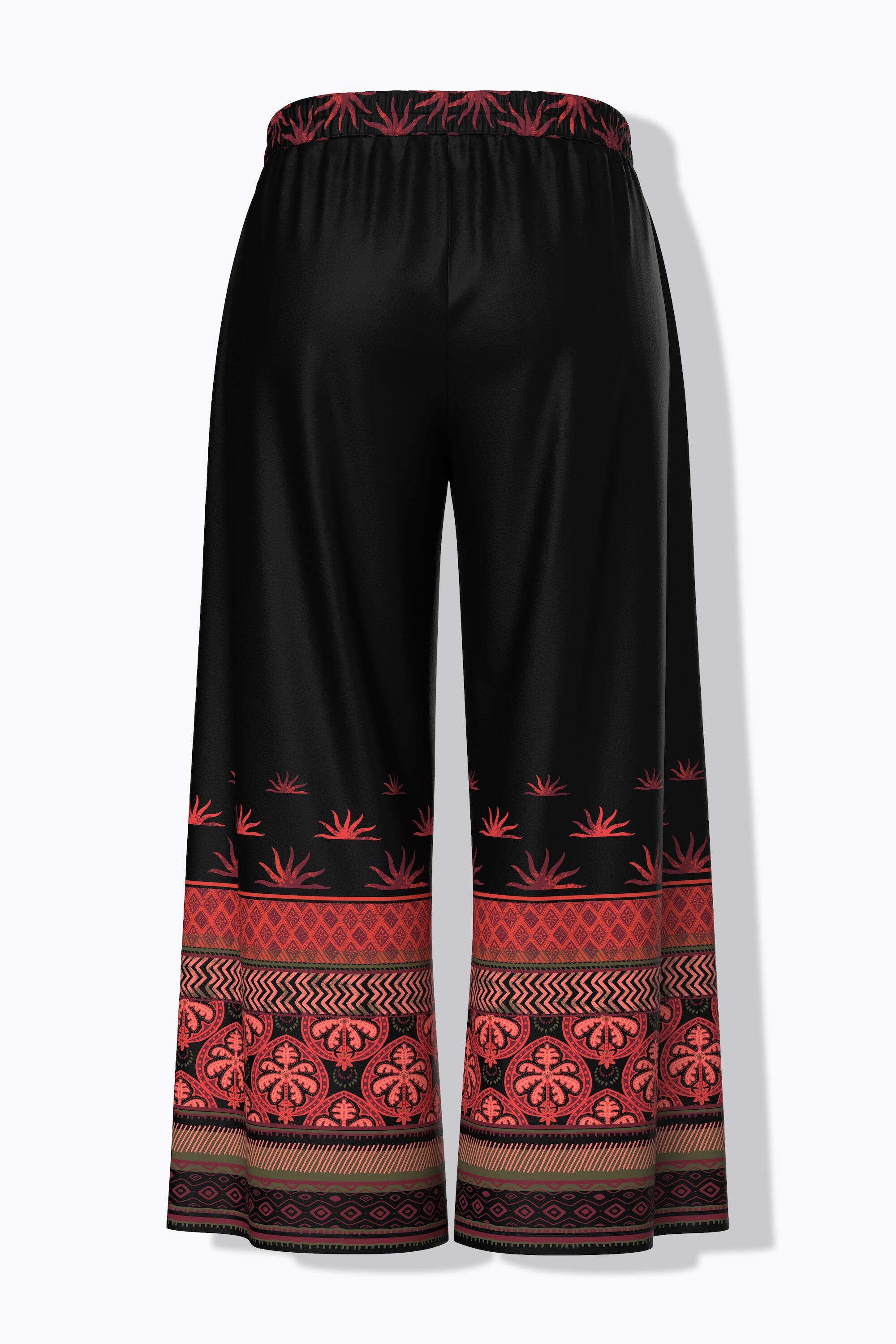 Femme Pantalon palazzo avec bordure jambe large et taille élastique 6/7