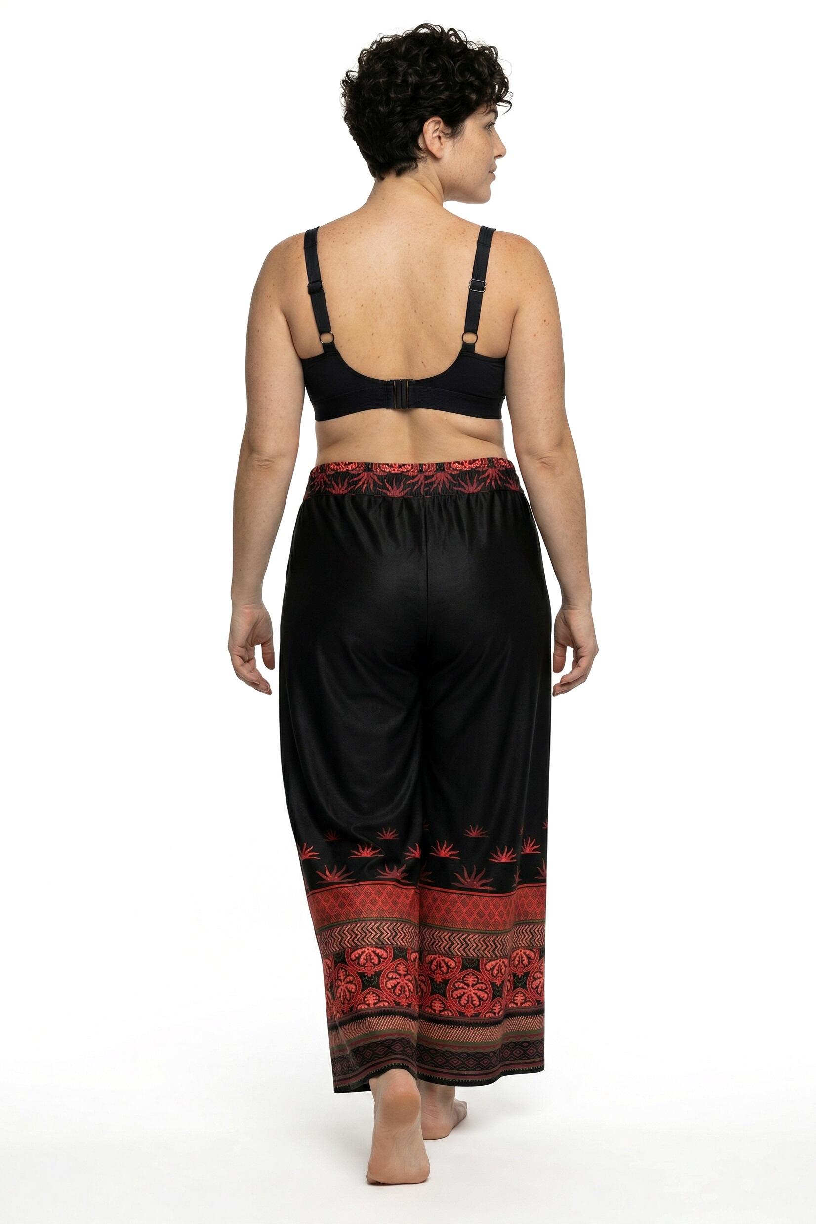 Femme Pantalon palazzo avec bordure jambe large et taille élastique 2/7