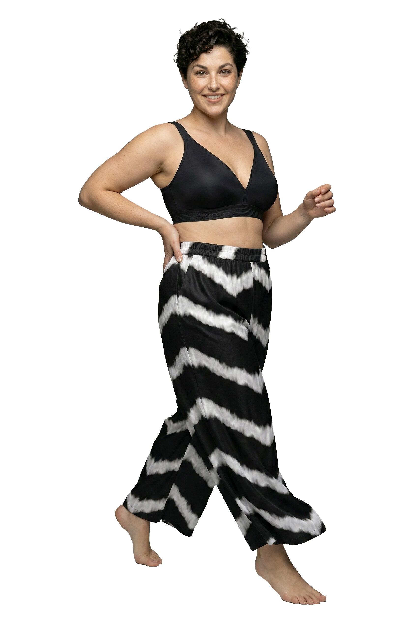 Femme Pantalon Palazzo motif à chevrons jambe large et taille élastique 7/7