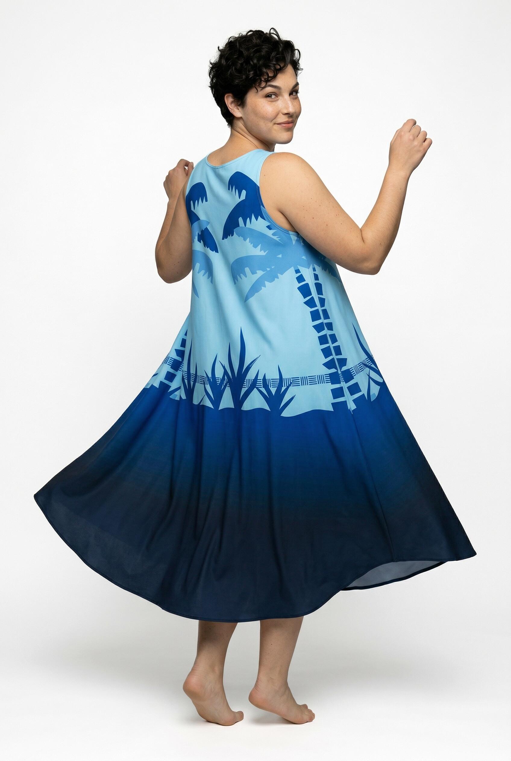 Femme Robe midi sans manches motif toucans coupe évasée et décolleté rond 2/7
