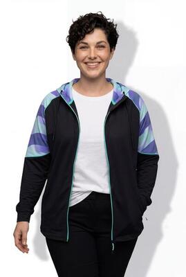 Dames light-functionele jas uv-bescherming 50+ capuchon duimgat