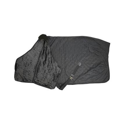 Couverture d’écurie - 600D - 145 cm / 6'6 - Fourrure de lapin vegan - Noir/noir
