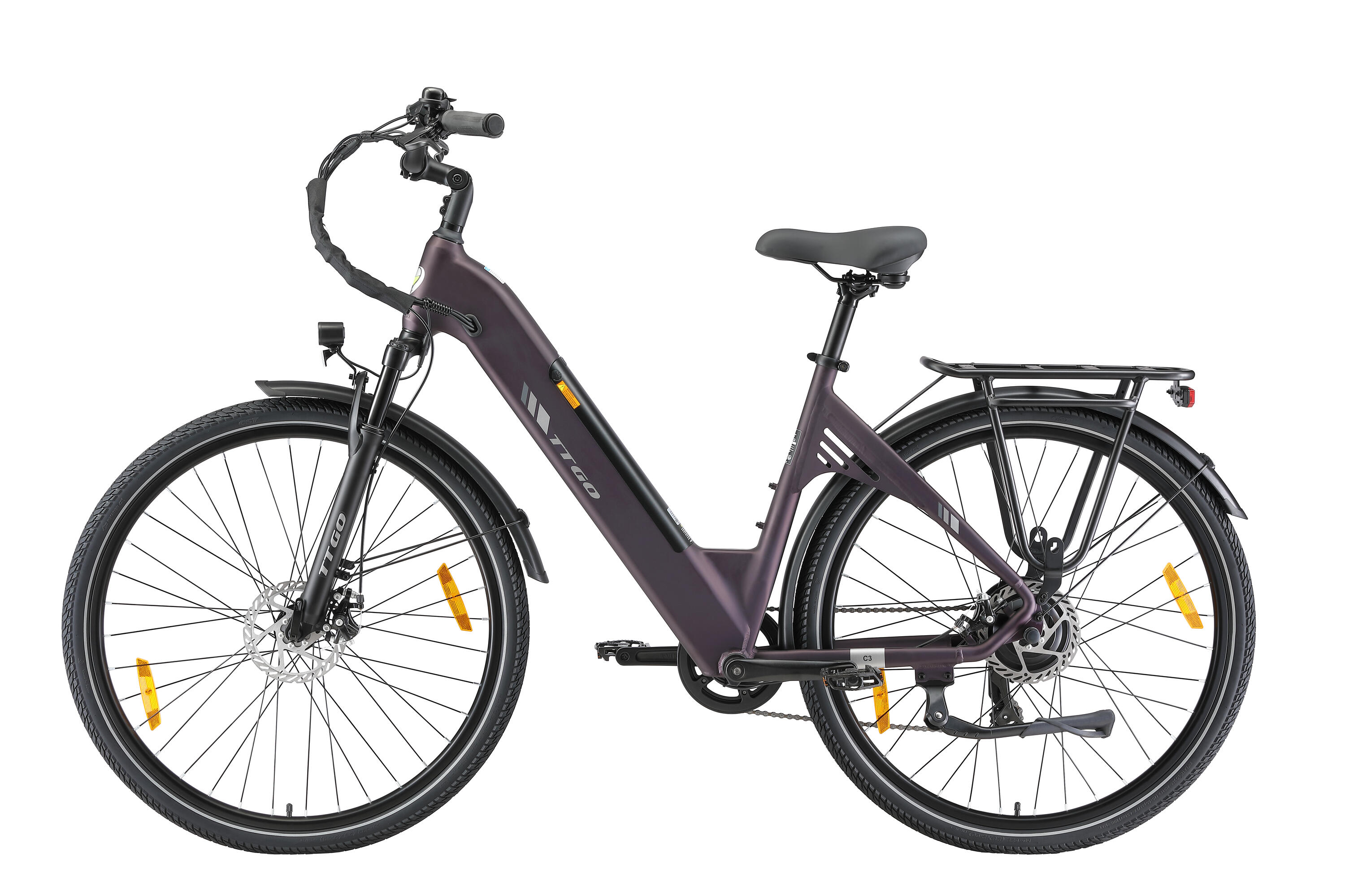 E-Bike entrada baixa C3 SE 120km bicicleta elétrica unissex roxo 2/7