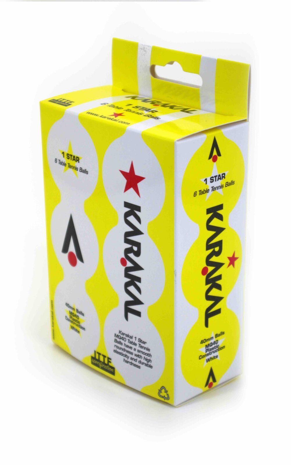 6 Pelotas de ping pong Karakal 1 estrella naranja 2/3