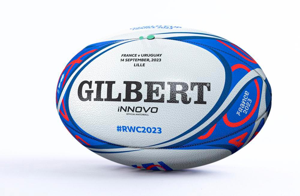 Ballon de Rugby Gilbert Officiel Coupe du Monde 2023 France - Uruguay 3/4