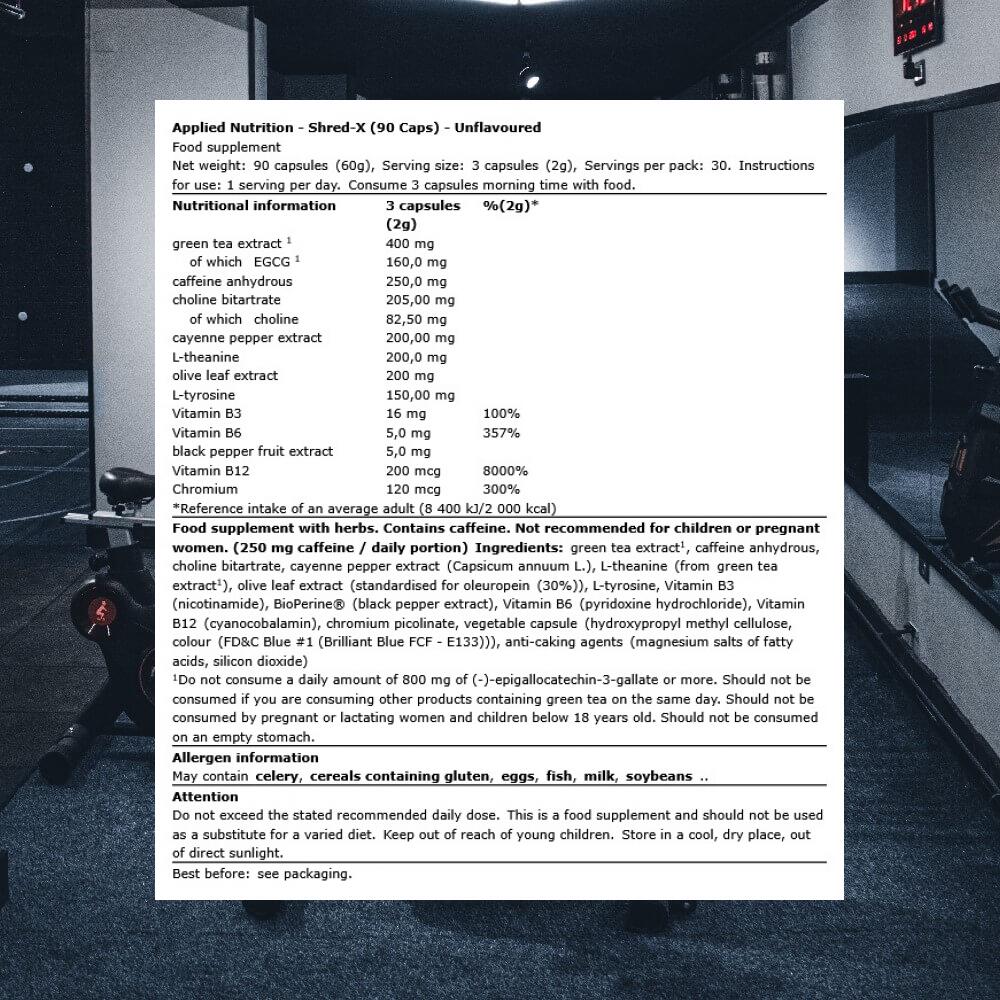 Shred-X Fat Burner 90caps Applied Nutrition 3/3