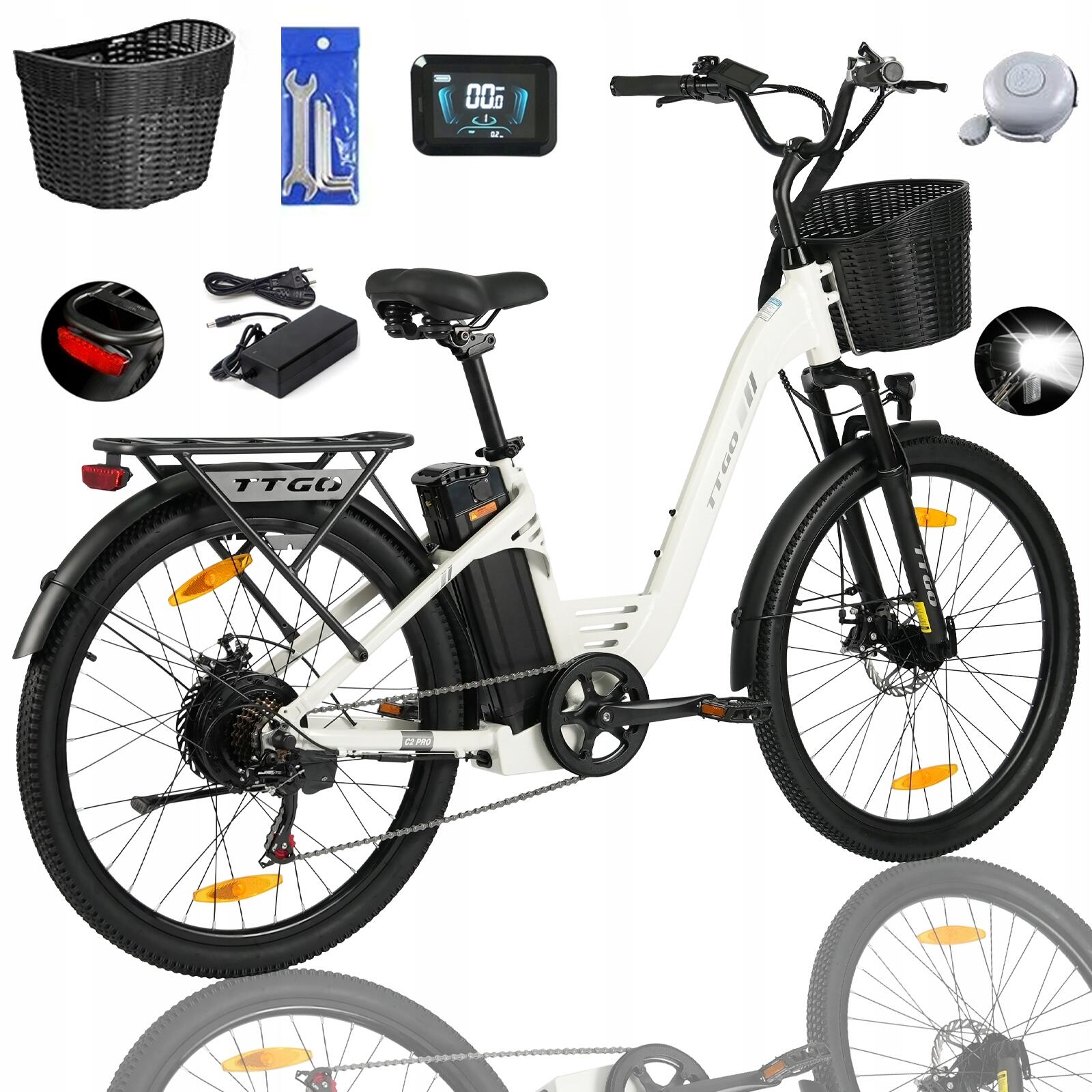 E-Bike entrada baixa C2 Pro 120km bicicleta elétrica unissex branco 3/8