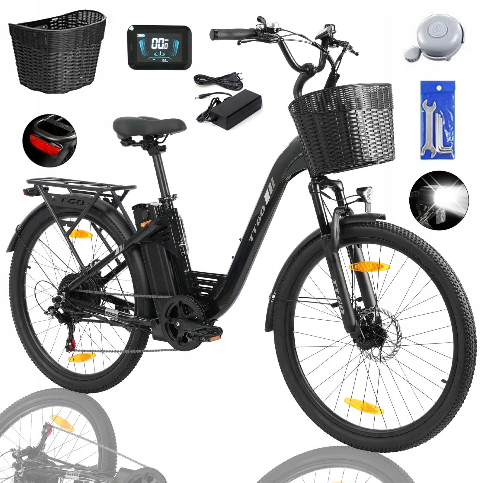 E-Bike entrada baja C2 Pro 120km bicicleta eléctrica unisex negro 3/8