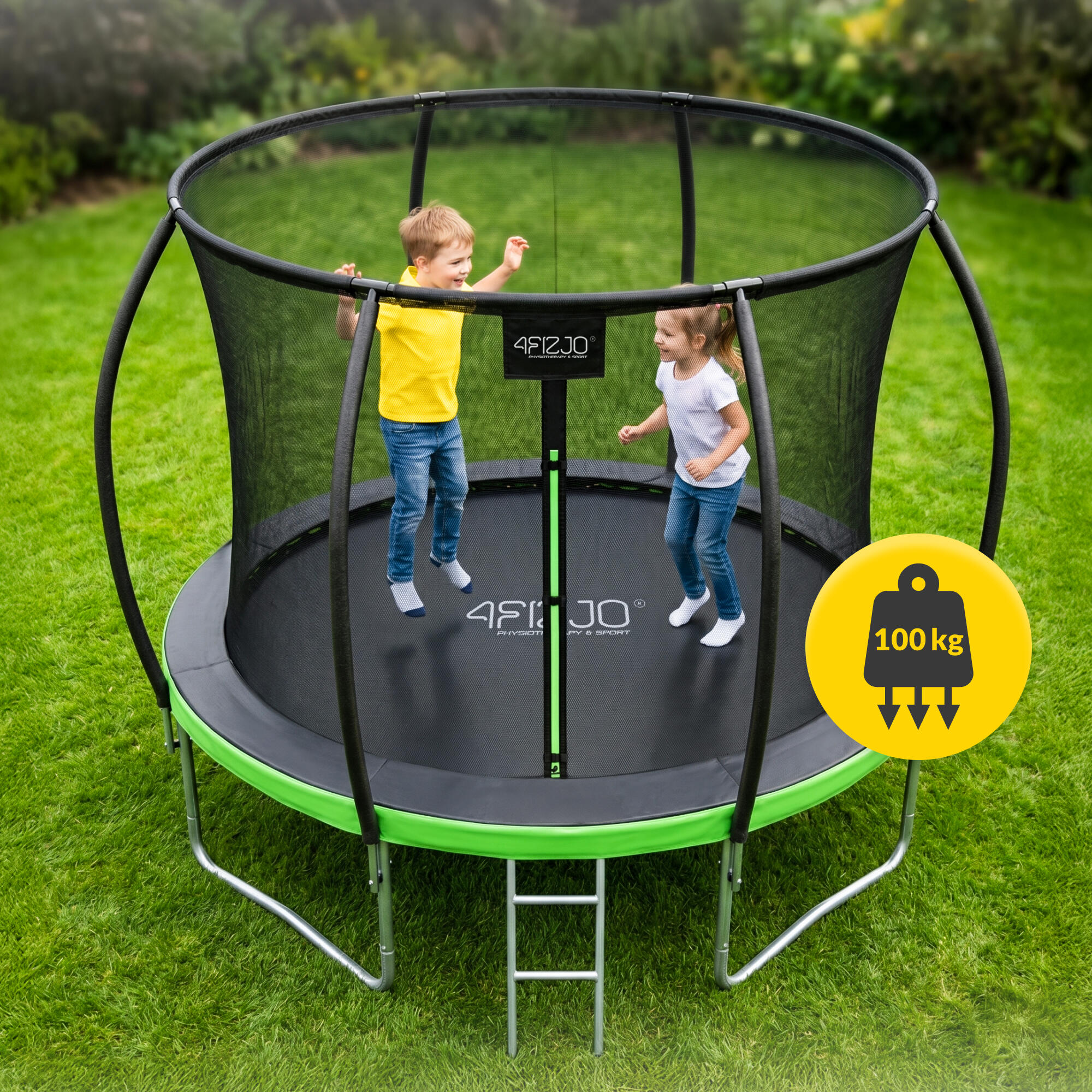 Trampolina ogrodowa dla dzieci 4FIZJO PRO z siatką ochronną 252cm 8FT 2/7
