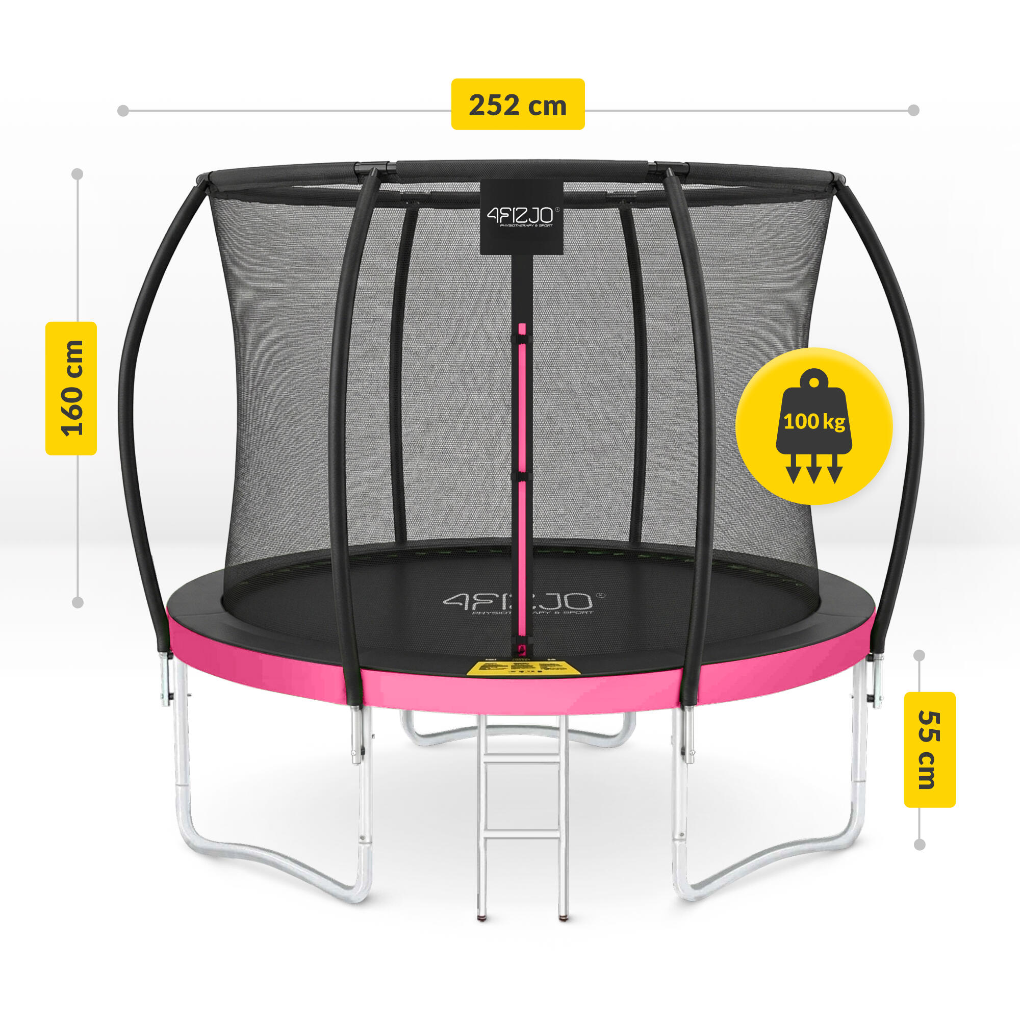 Trampolina ogrodowa dla dzieci 4FIZJO PRO z siatką ochronną 252cm 8FT 5/7