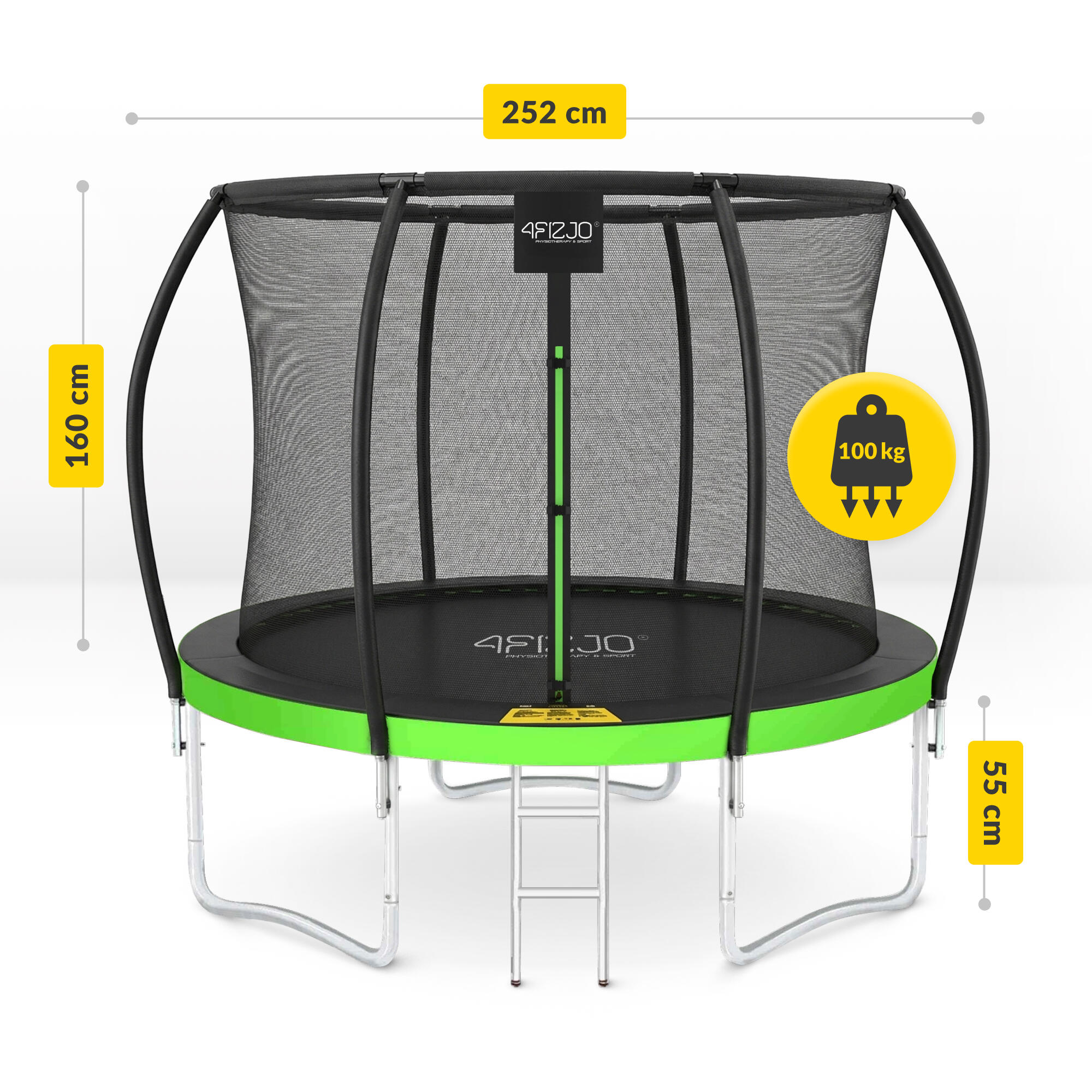 Trampolina ogrodowa dla dzieci 4FIZJO PRO z siatką ochronną 252cm 8FT 5/7