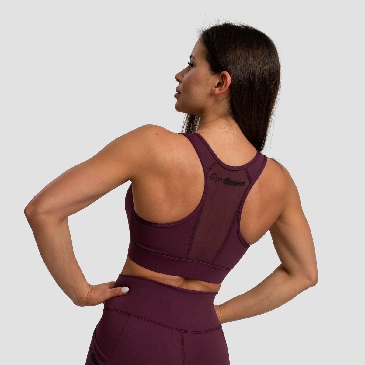 Donna fitness reggiseno sportivo coppe removibili Eggplant Mesh Panel 3/6