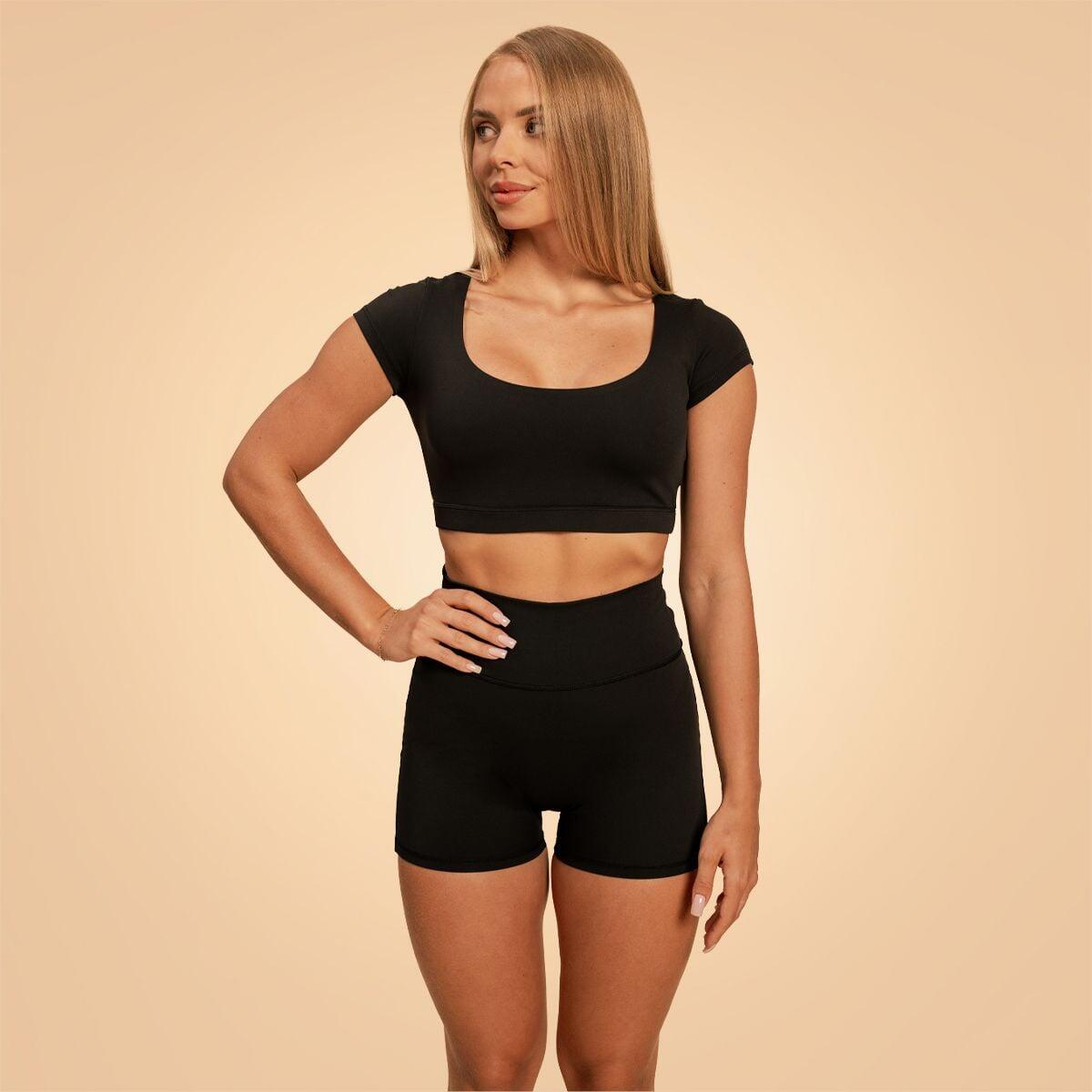 Donna palestra t-shirt maniche corte nera Sense 3/6