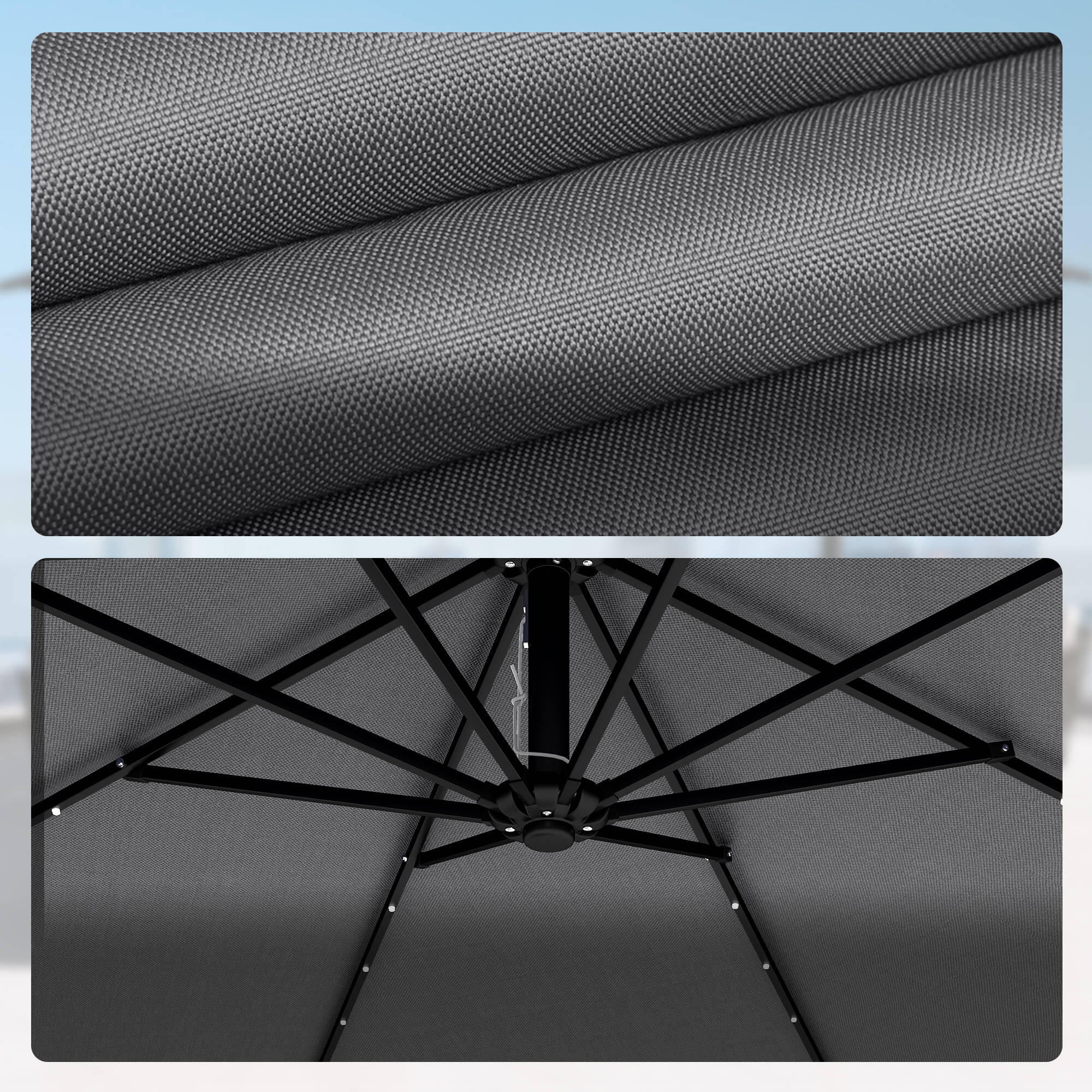 Parasol Excéntrico Outsunny 330x295x245 cm Gris Oscuro 4/5