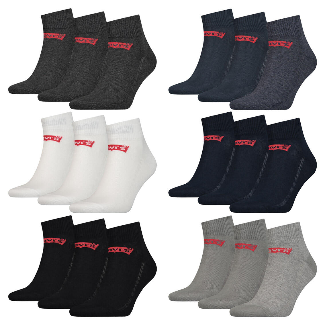Pack 3 Calcetines Levis de Media Altura Negros de Algodón con el Logo Batwing 4/5