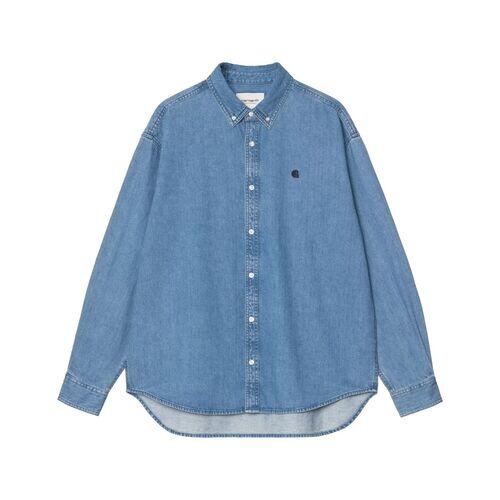 Camisa Azul Carhartt Lucas Shirt Blue Stone Washed de Corte Holgado 5/5