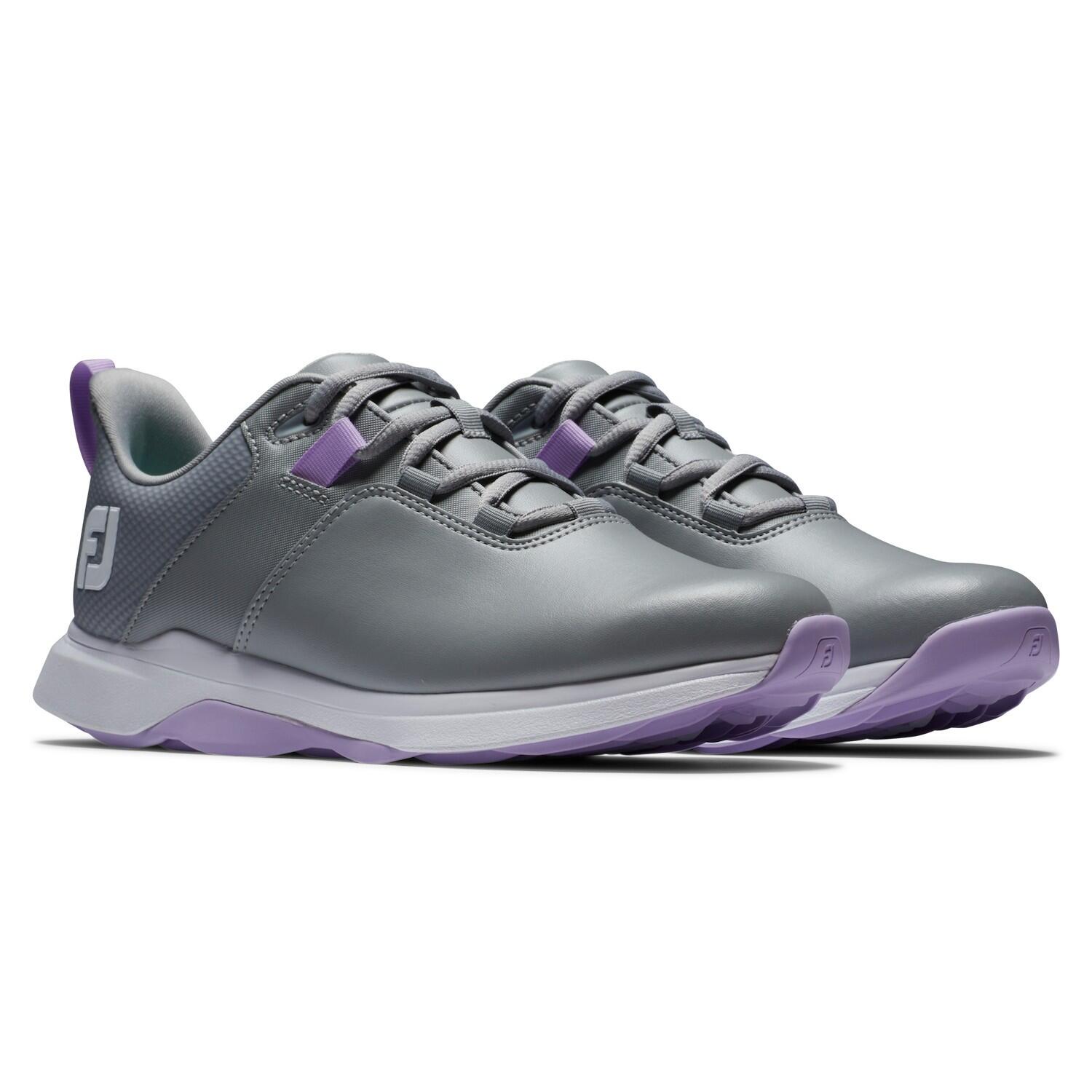 Zapatos Golf Footjoy Prolite Mujer Gris y Violeta 3/4