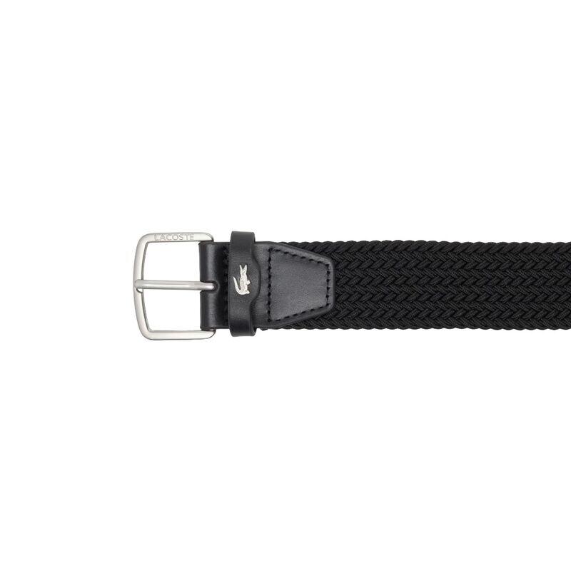 Cinturón Negro Lacoste de Correa de Lona Elástica Noir Fácil y Cómodo 3/4