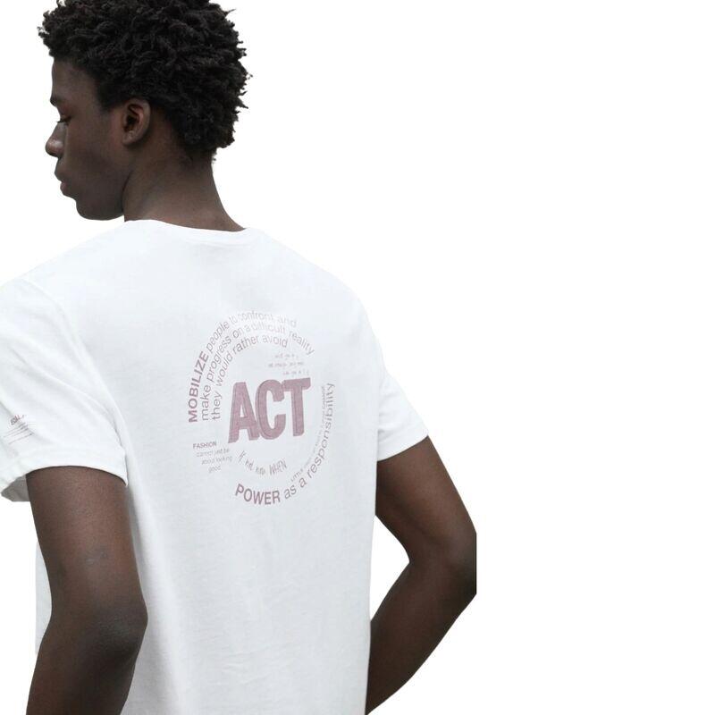 Camiseta Blanca Ecoalf Act Back Man White de Ajuste Regular 3/4