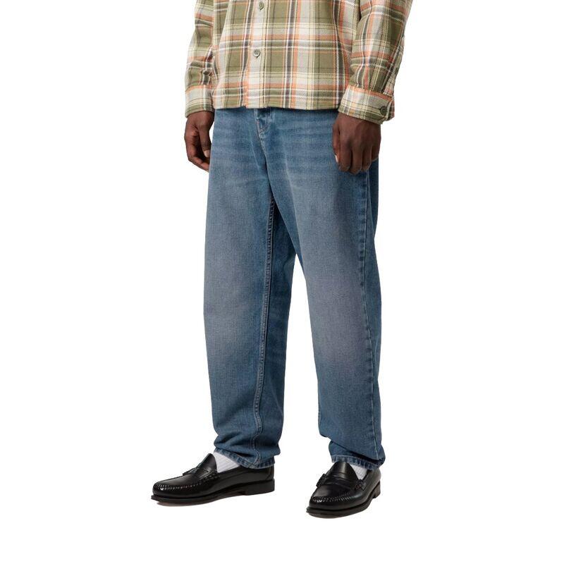 Pantalón Azul Carhartt Newel Pant Blue Dark used Corte Ajustado 3/5