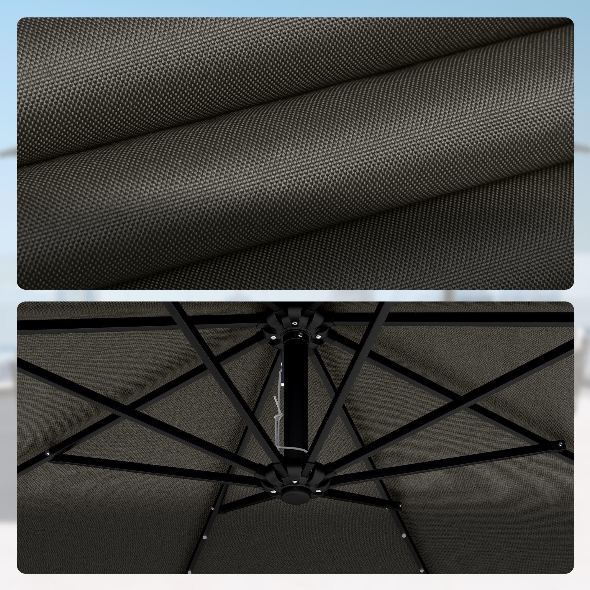 Parasol Excéntrico Outsunny 380x345x256 cm Gris Oscuro 4/5