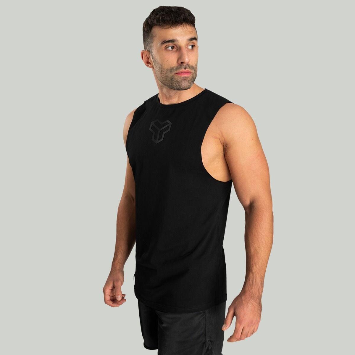 Uomo canotta traspirante nera Essential Cut-Off 4/7
