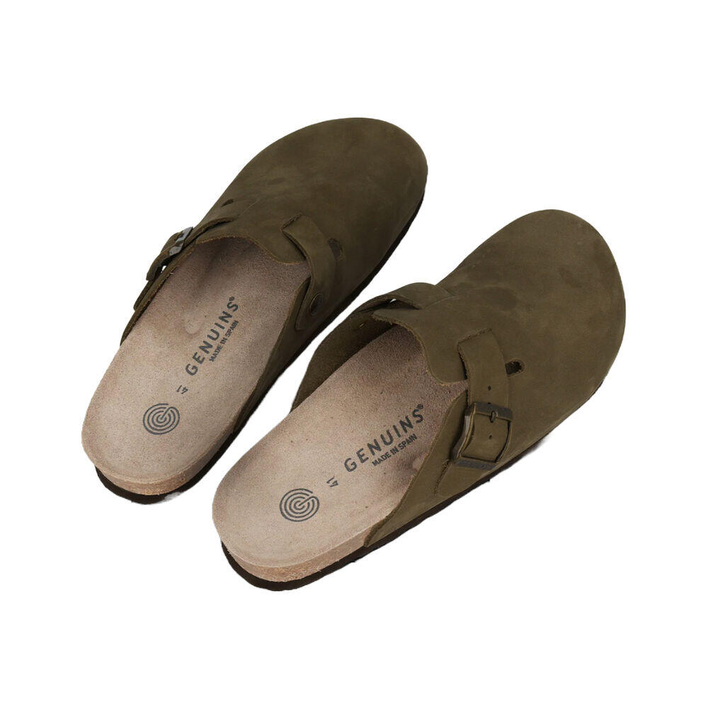 Zuecos Verdes Genuins Riva Nubuck Kaki de Piel con Hebilla Ajustable 36 3/4