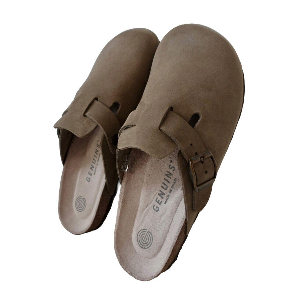 Zuecos Verdes Genuins Riva Nubuck Kaki de Piel con Hebilla Ajustable 36 2/4