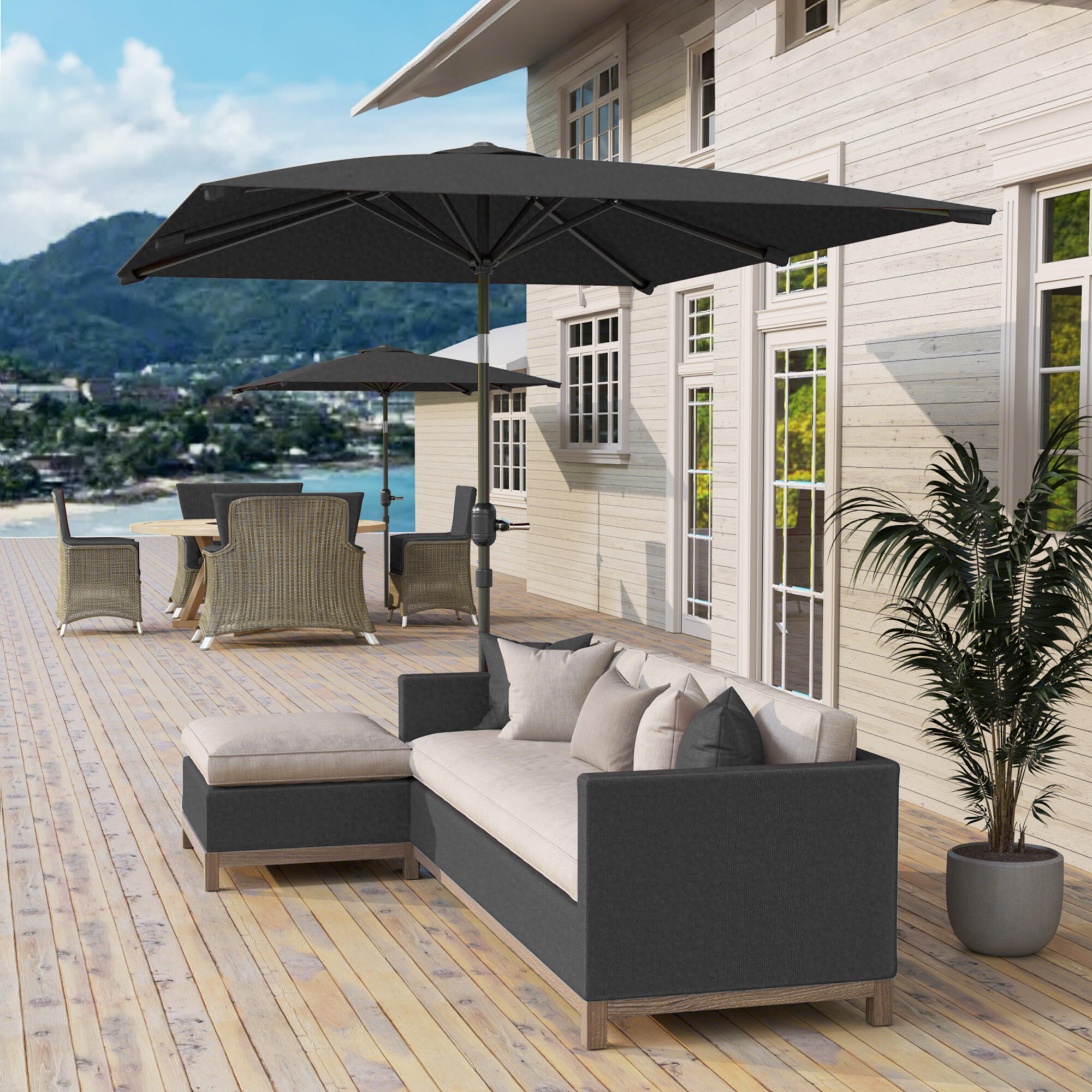 Sombrilla de Jardín Outsunny 198x294x255 cm Gris Oscuro 2/5