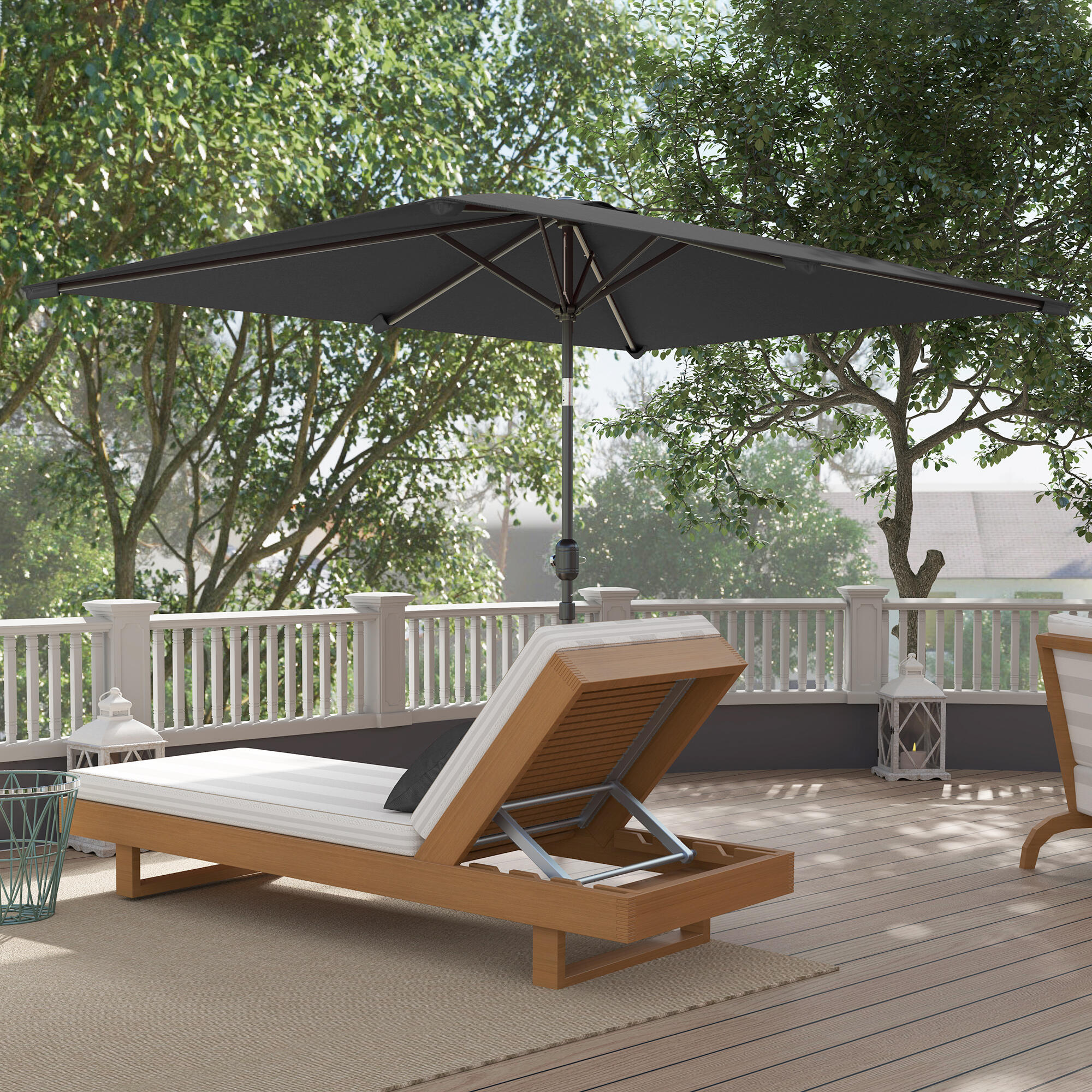 Sombrilla de Jardín Outsunny 198x294x255 cm Gris Oscuro 5/5