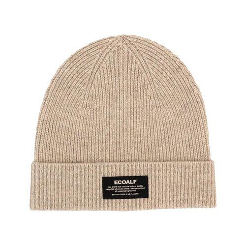 Gorro Beige Ecoalf Wool Beanie Oat Melange con Etiqueta Tejida 3/4