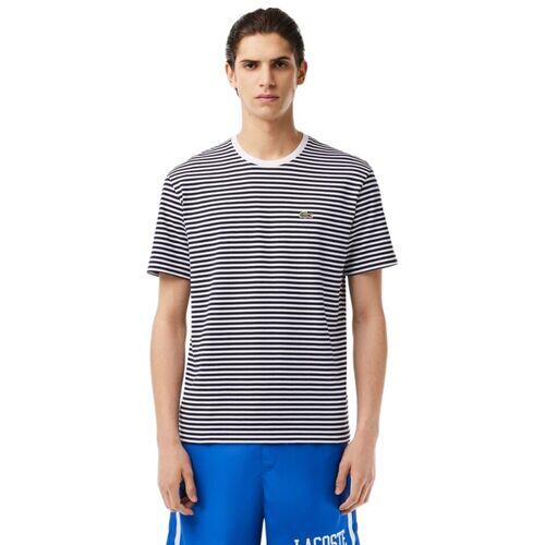 Camiseta Blanco-Azul Marino Lacoste de Rayas 4/4