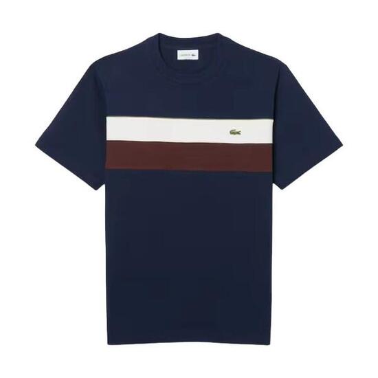 Camiseta Azul Marino Lacoste Color Block Marine de Estilo Deportivo