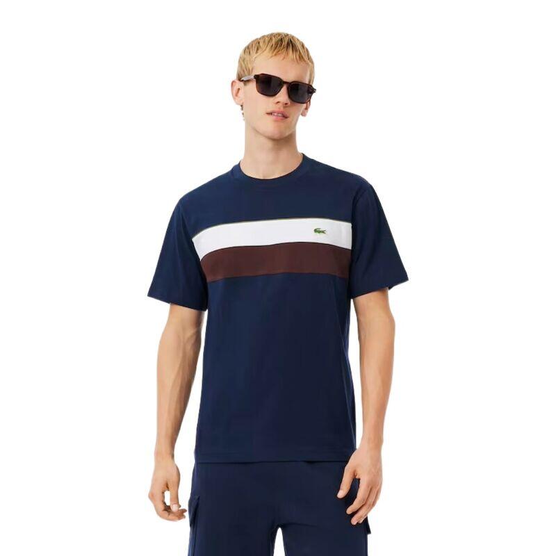 Camiseta Azul Marino Lacoste Color Block Marine de Estilo Deportivo 2/4