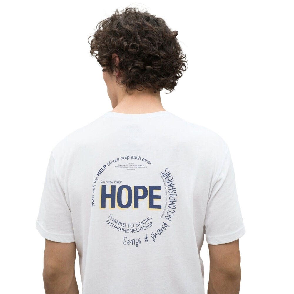 Camiseta Blanca de Manga Larga Ecoalf Hope White con Cuello Redondo 4/5