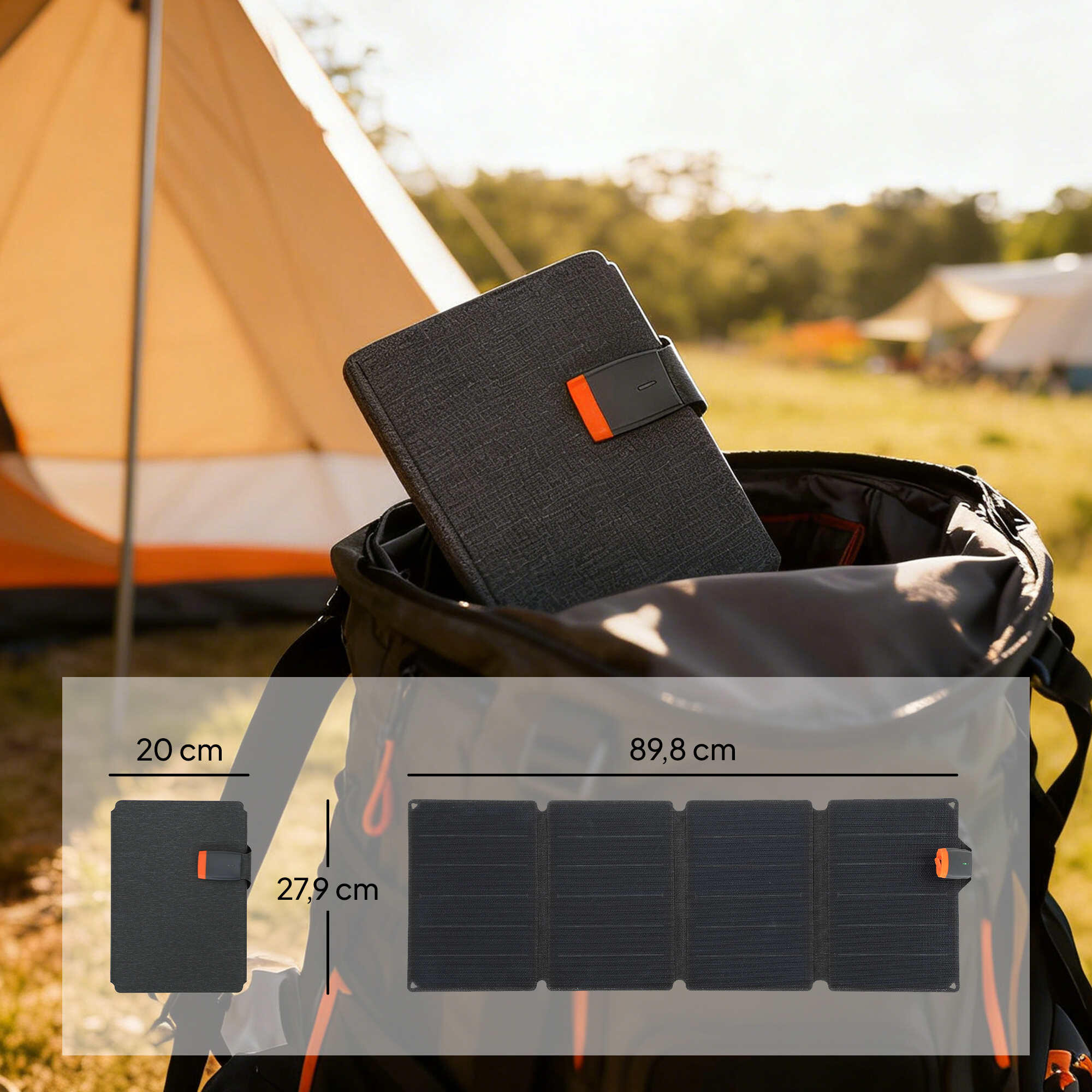 Cargador Solar HOMCOM 89.8x27.9x1 cm Gris 3/5