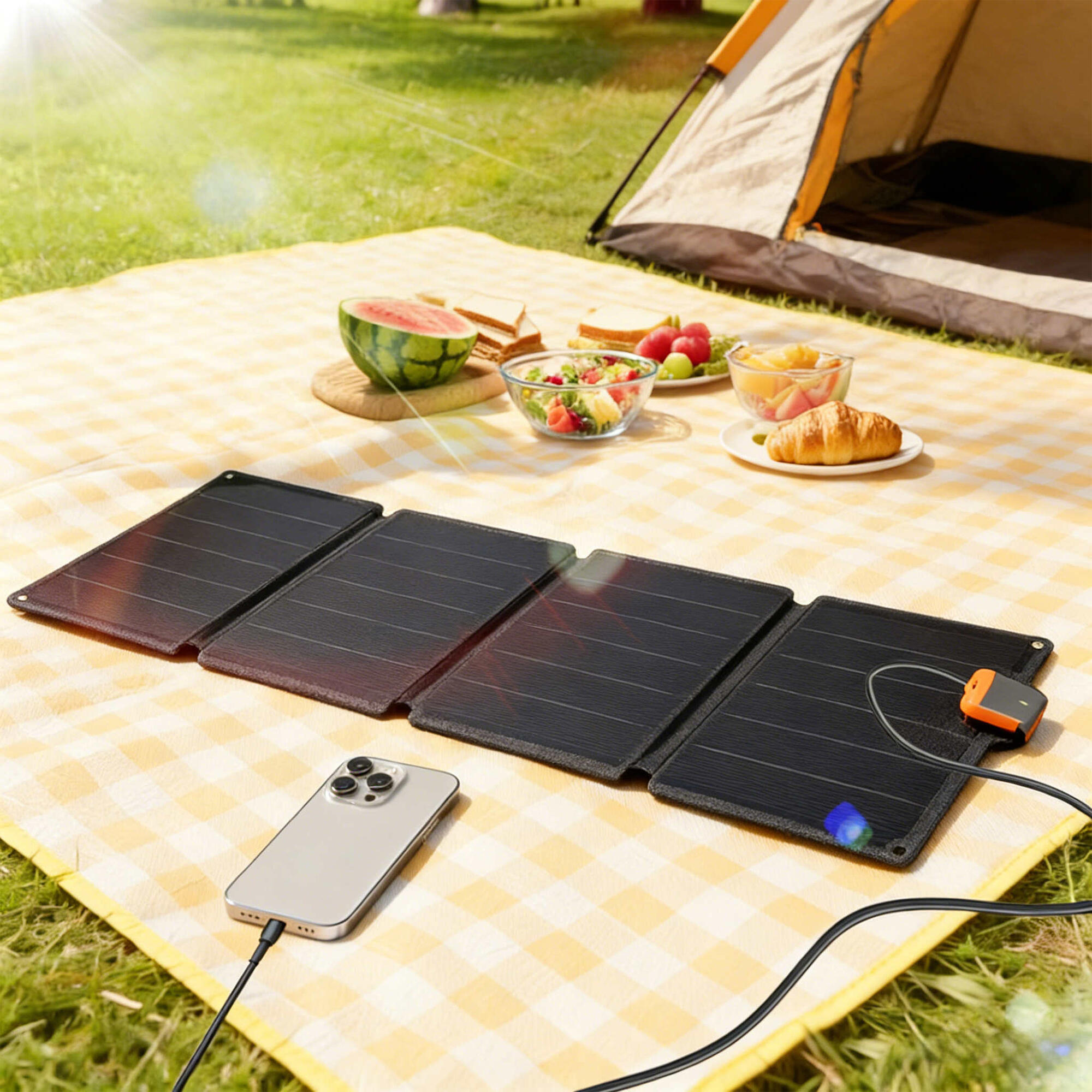 Cargador Solar HOMCOM 89.8x27.9x1 cm Gris 2/5