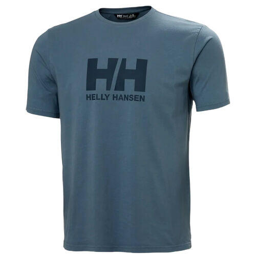 Camiseta azul Helly Hansen Logo T-shirt 3.0 Washed Navy de Corte Regular 3/4