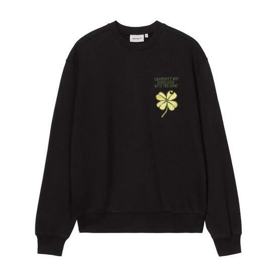 Sudadera Negra Carhartt Clover Sweatshirt Black de Corte Holgado