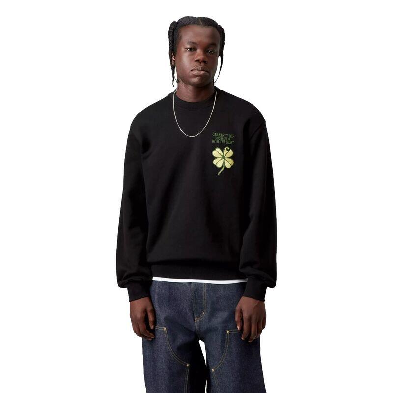 Sudadera Negra Carhartt Clover Sweatshirt Black de Corte Holgado 3/5