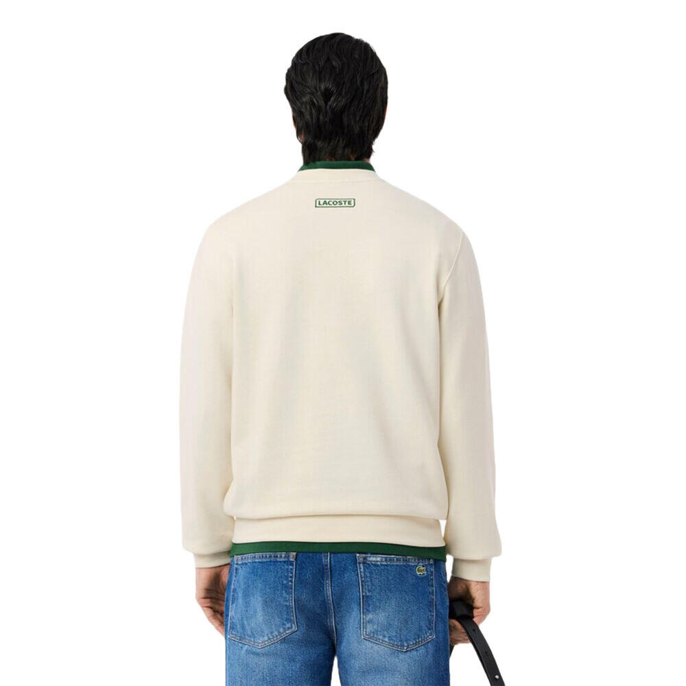 Sudadera Beige Lacoste de Felpa con Estampado de Tenis Laponie 3/4