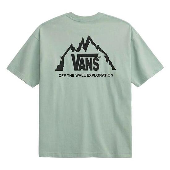 Camiseta Verde Vans Crestline Gray Olive de Corte Relajado y Gráfico en el Pecho